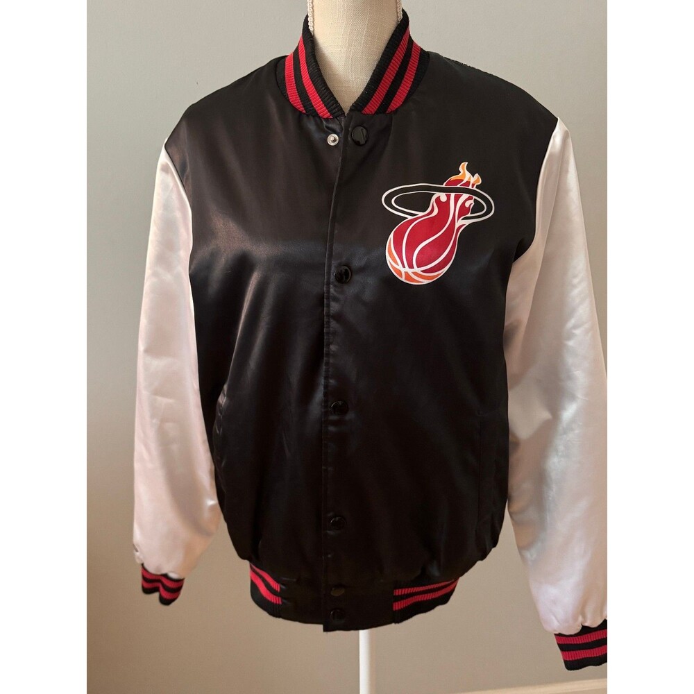 Mitchell & Ness Hardwood Classics Miami Heat Satin Bomber Jacket Sz Small